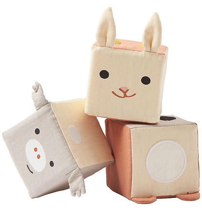 Kids Concept Kuscheltiere - 3 st. - 9x9 cm - Play Würfel Textil