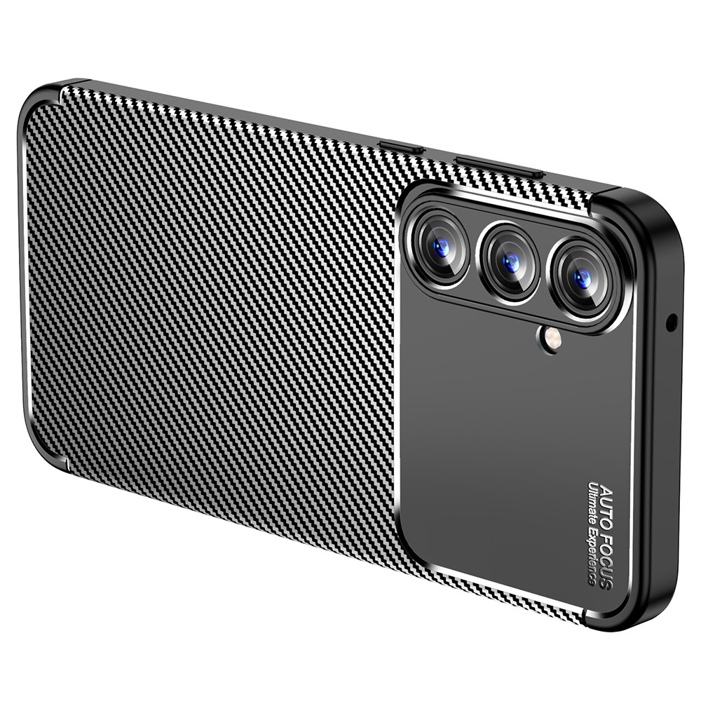 Samsung Galaxy A55 Gummi Case Schutzhülle mit Air Cushion Fallschutz im Carbon Look - Schwarz