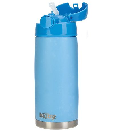Nuby Thermoflasche m. Strohhalme - 420 ml - Blau