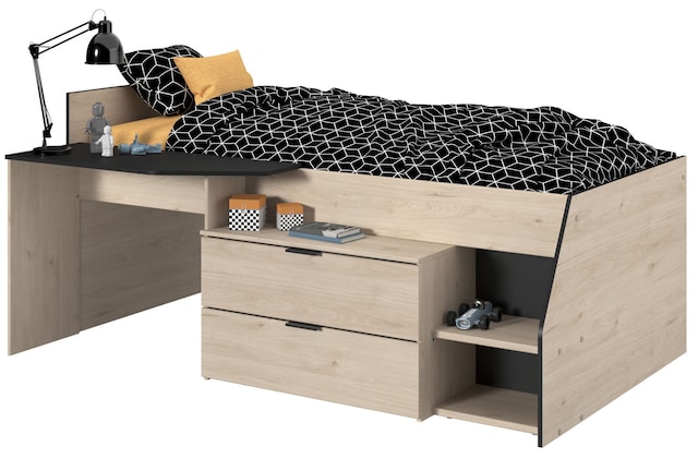 Parisot Halbhohes Hochbett Milky 2 braun/schwarz