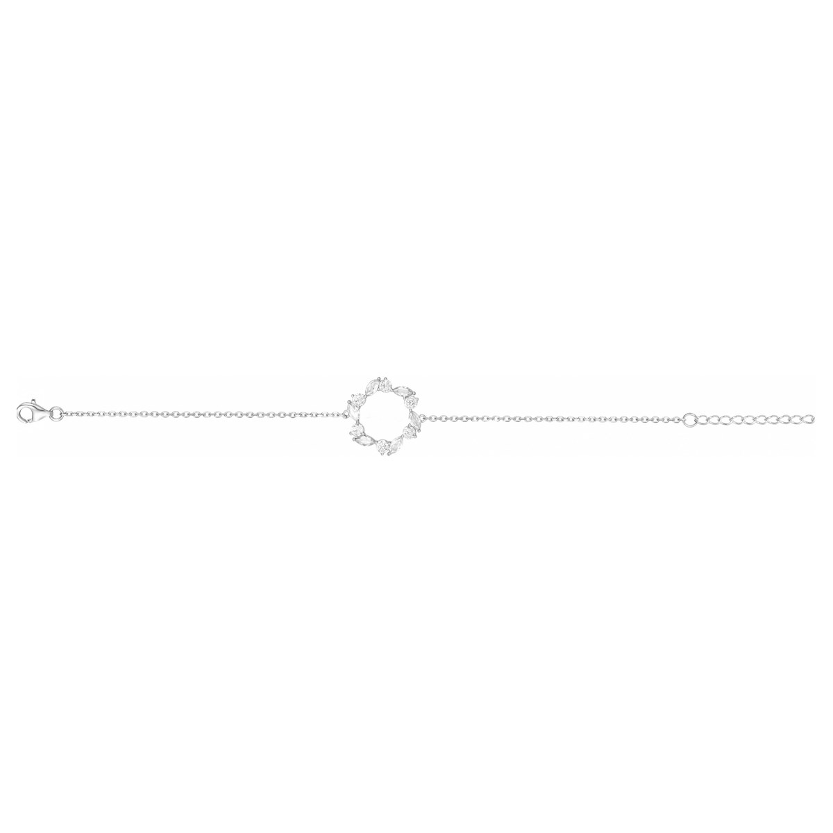 Bracelet souple mono-motif en Argent avec oxyde de zirconium blanc