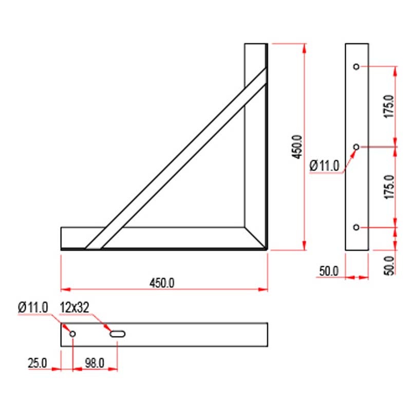 Doughty T34000 Muurbeugel ijzer zwart