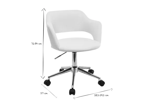 Chaise de bureau à roulettes design blanc et acier chromé JESSY