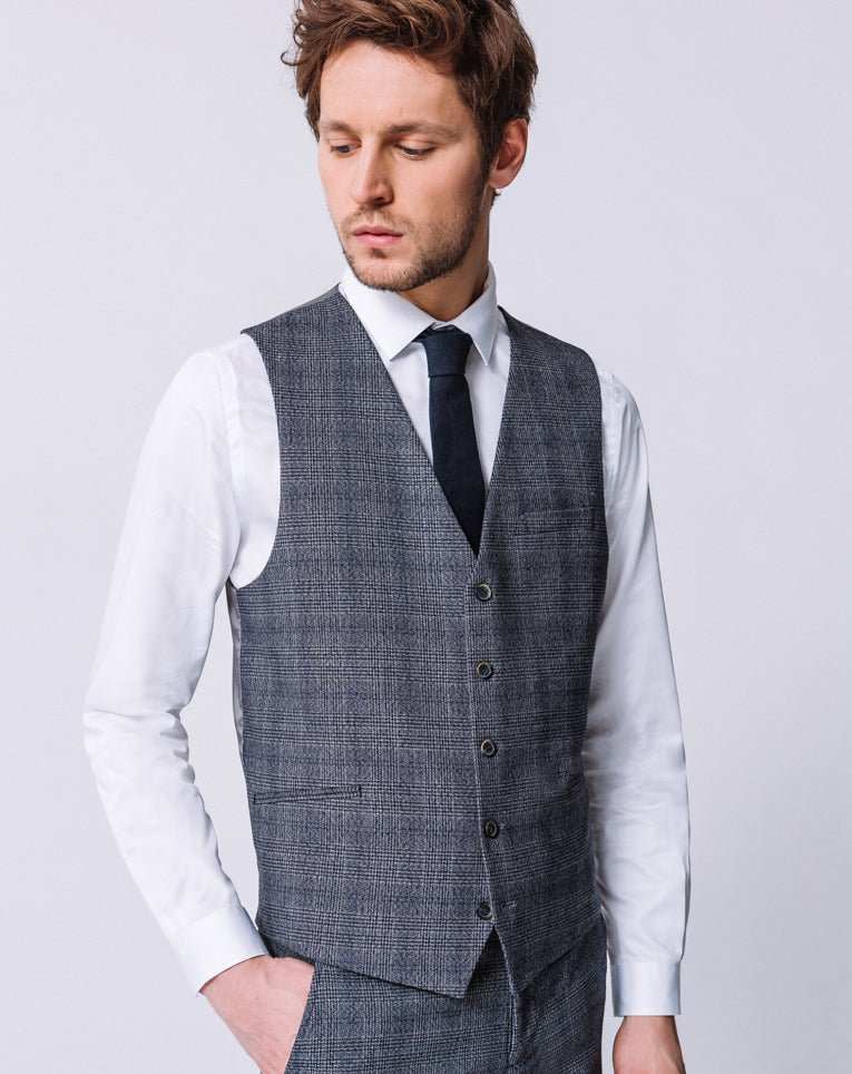 GILET PRINCE DE GALLES BLEU