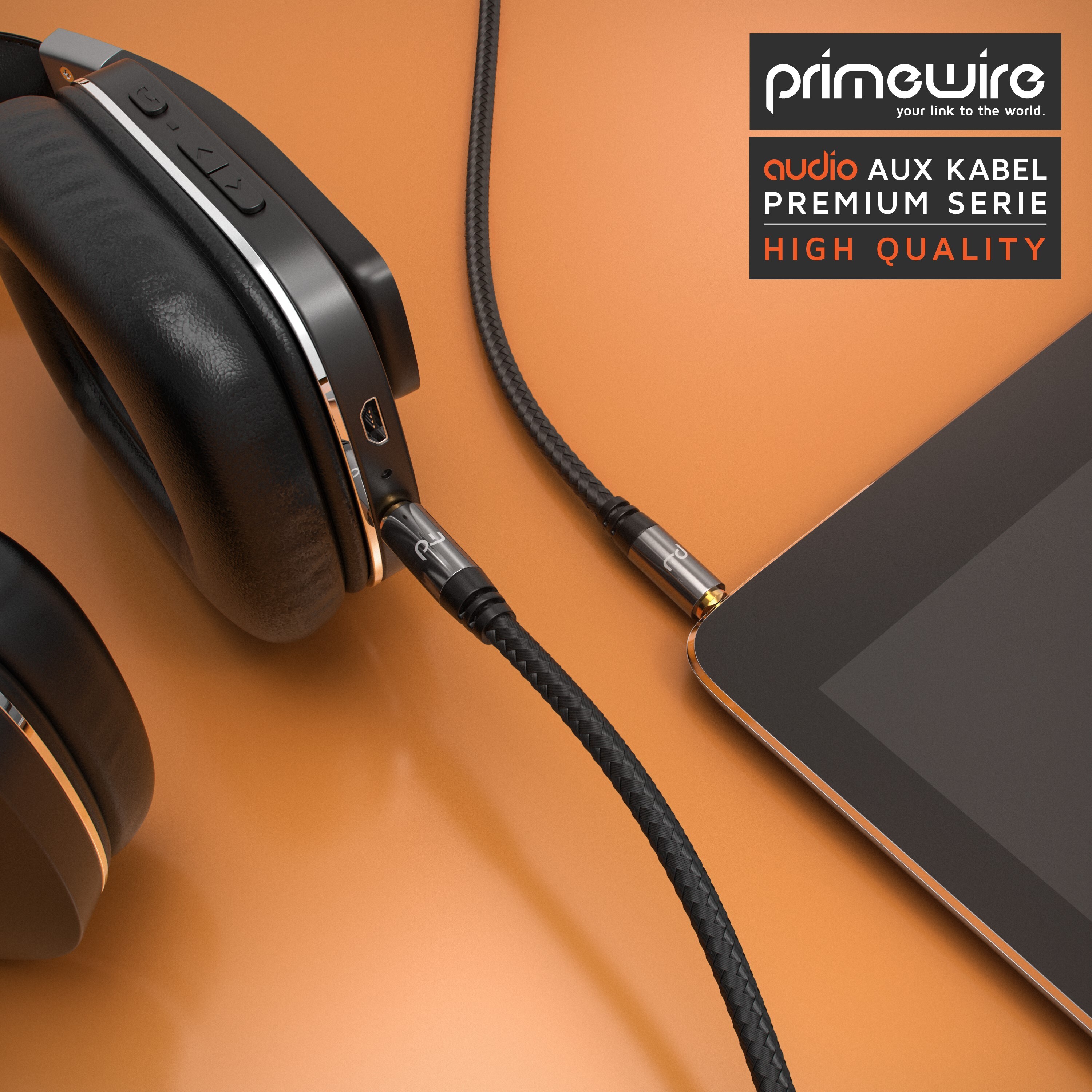 Primewire Klinkenkabel 3,5 mm AUX - Audiokabel mit Nylonmantel - 5m