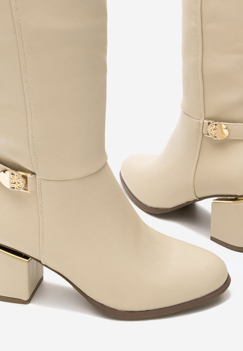 Bottes élégantes femme à talon beige Mirra