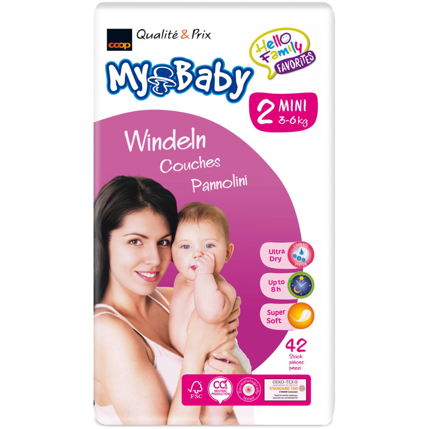 My Baby Windeln Grösse 2 Mini, 3-6kg, 42 Stück