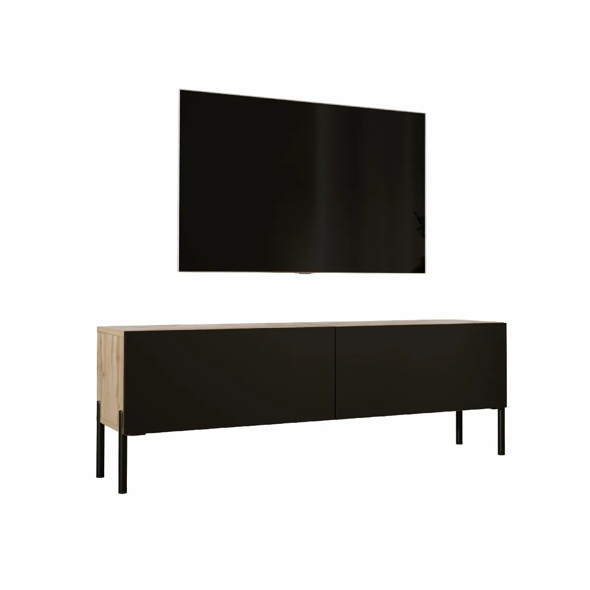 3xeliving Meuble TV - Chêne Wotan/Noir Mat 140 cm