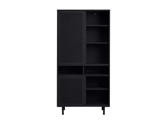Kiso - Vaisselier 4 portes, 2 niches en métal H180cm - Noir