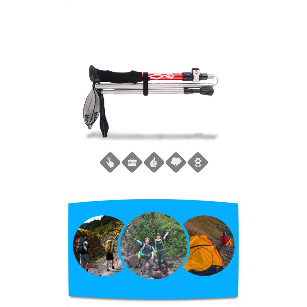 Aluminium Trekking Wanderstock Nordic Walking Hiking Poles Stock Verstellbar mit 3 Aufsätzen   Transporttasche