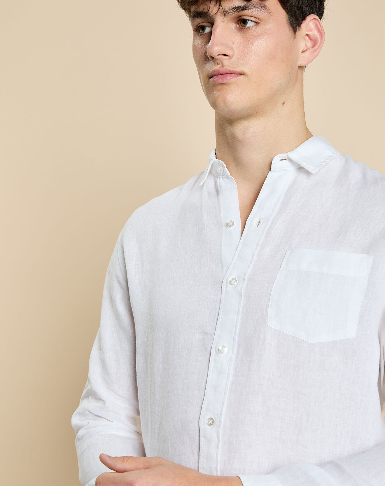 Harris Wilson Chemise slim 100% Lin Danny blanche