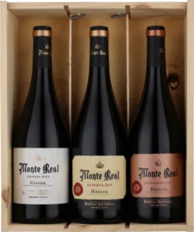 MONTE REAL WOODEN WINE BOX 3X75CL