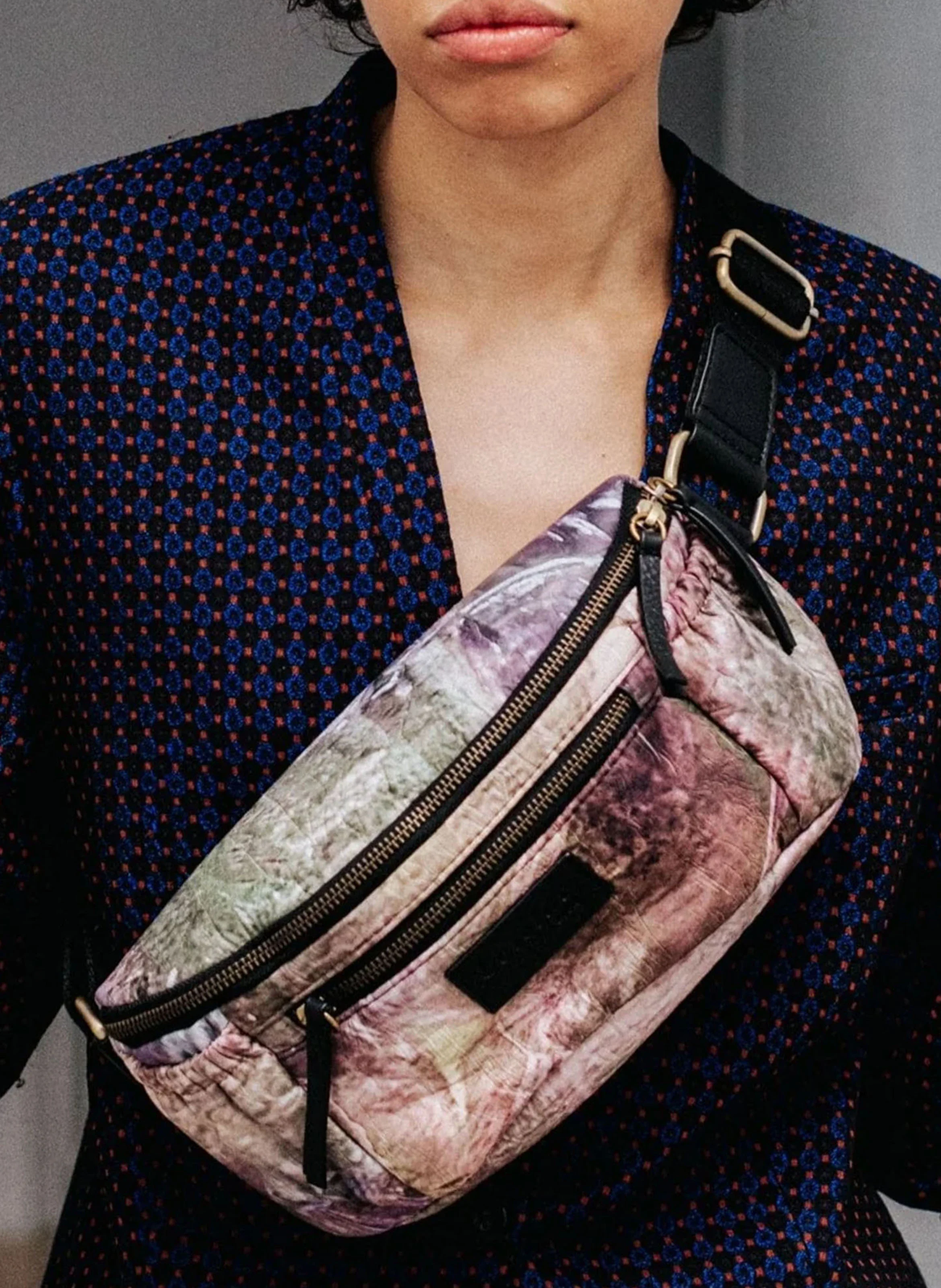 Sac banane en cuir imprimé | Rose