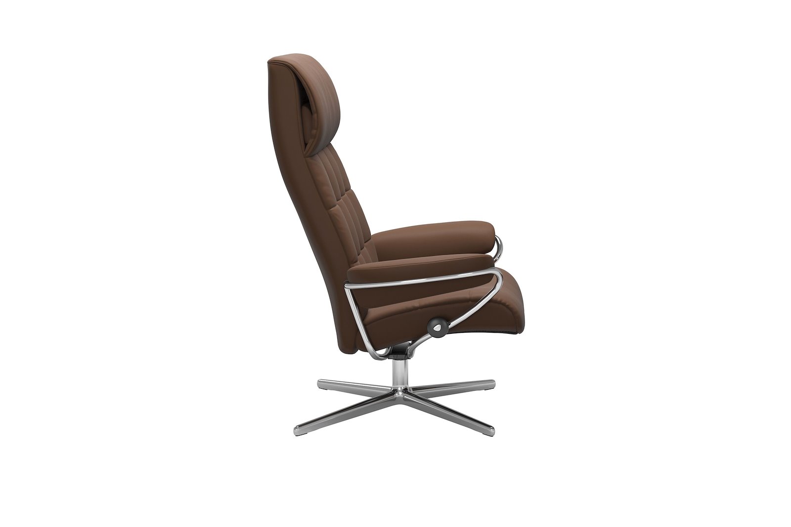 London lenestol I hud Batick Spesial Warm Brown og Cross understell i krom