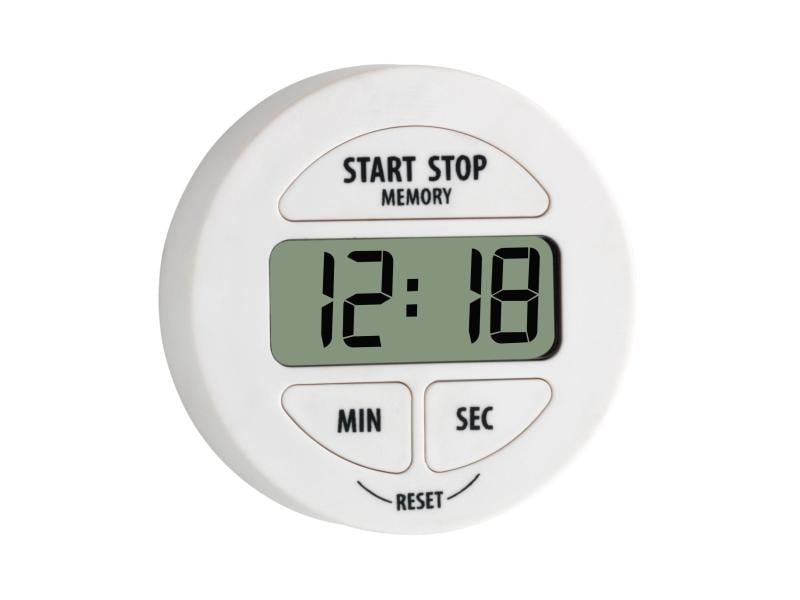 TFA Dostmann Timer Digital mit Stoppuhr, Weiss Timer