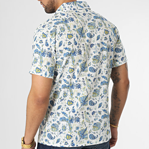 Chemise Manches Courtes Bandana Blanc Bleu