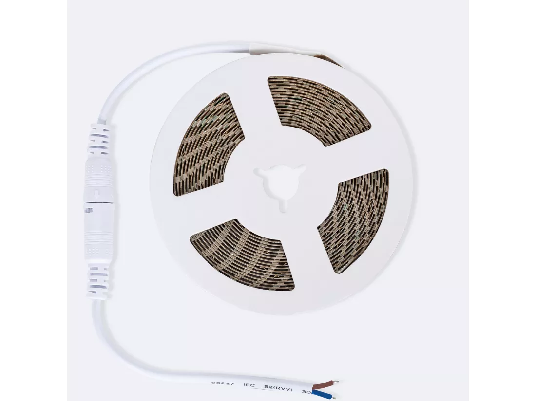Ruban LED 24V DC SMD2835 120 LED/m 5m IP20 High Lumen 2000 lm/m Largeur 8 mm Coupe tous les 5 cm 6000K Blanc froid