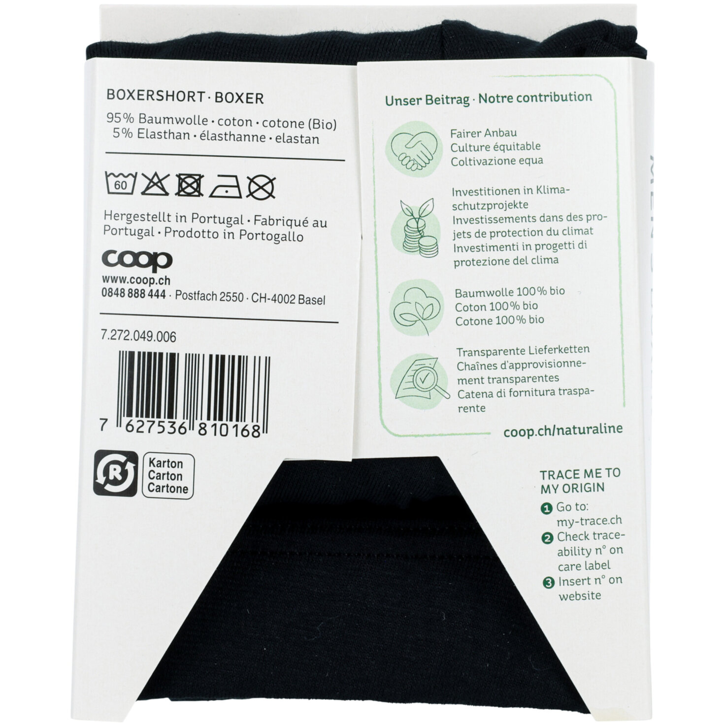 Naturaline Textil Herren Boxer schwarz M