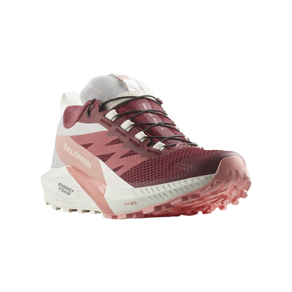 Salomon SENSE RIDE 5 GTX W - Chaussures trail Femme syrah/vanilla ice/peach amber