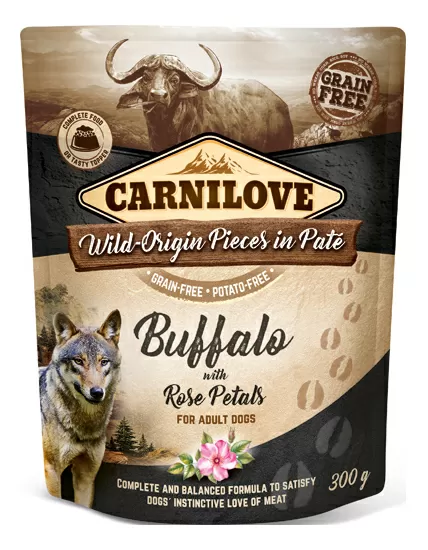 Carnilove Pouch Pate vådfoder m. bøffel & rosenblade - 300g.