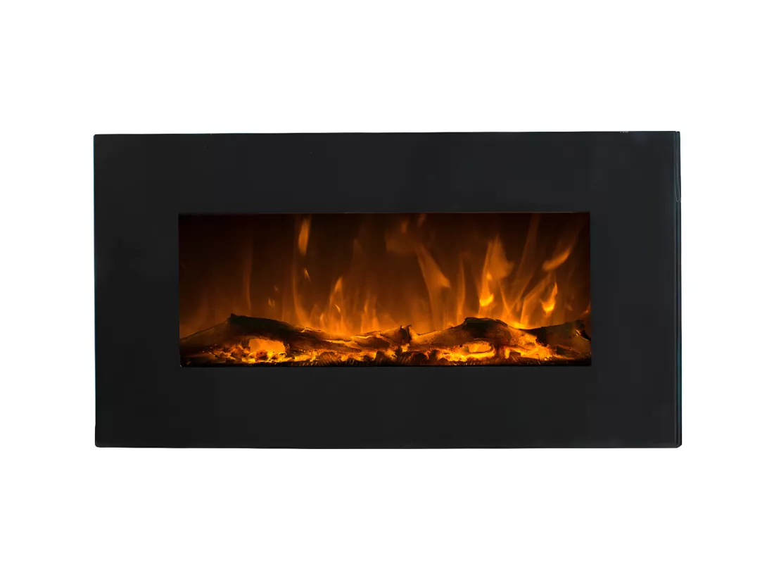 Cheminée électrique CHANDELA - Murale - L84 x P14 x H45 cm - Noire