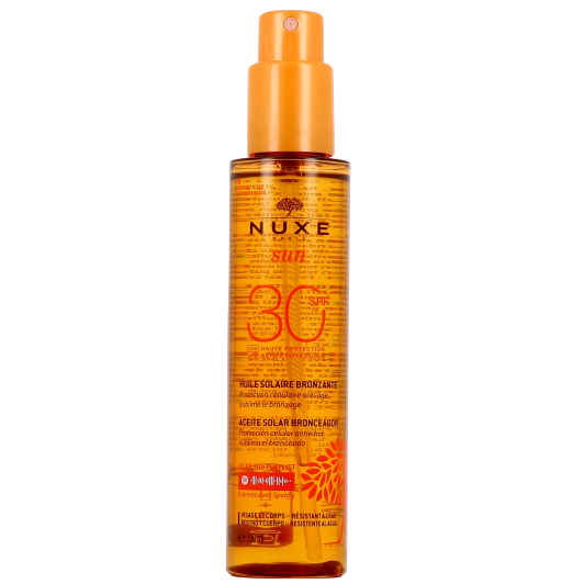 Nuxe Sun huile solaire SPF30 visage et corps - Booste le bronzage