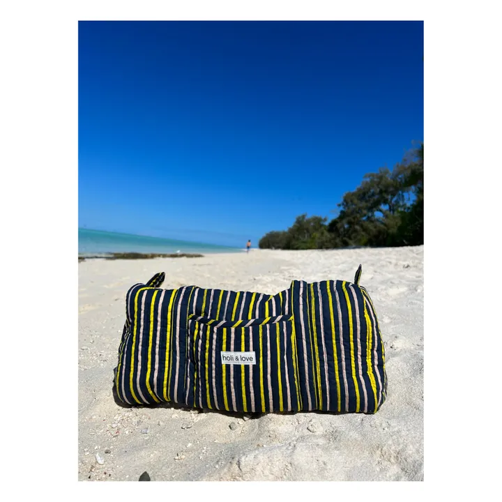 Holi & Love Sac Week-End Rayure Coton Bio | Noir