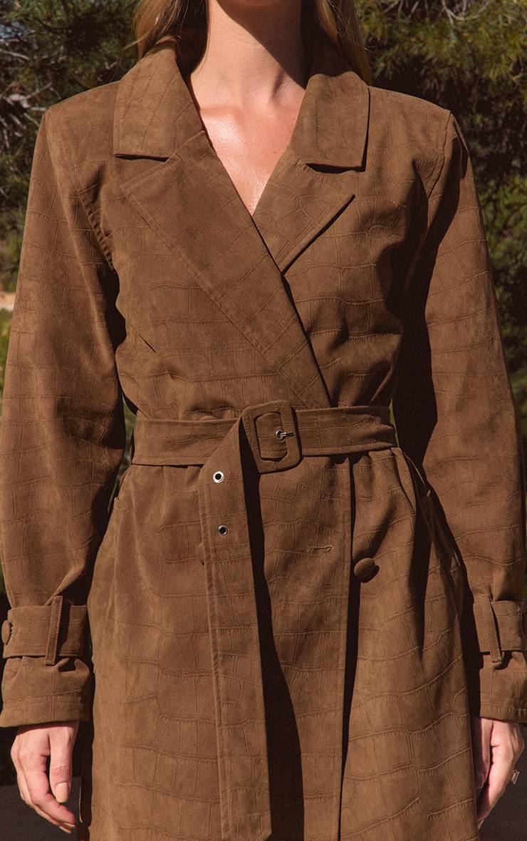 Chocolat Trench-coat En Synthétique Effet Croco