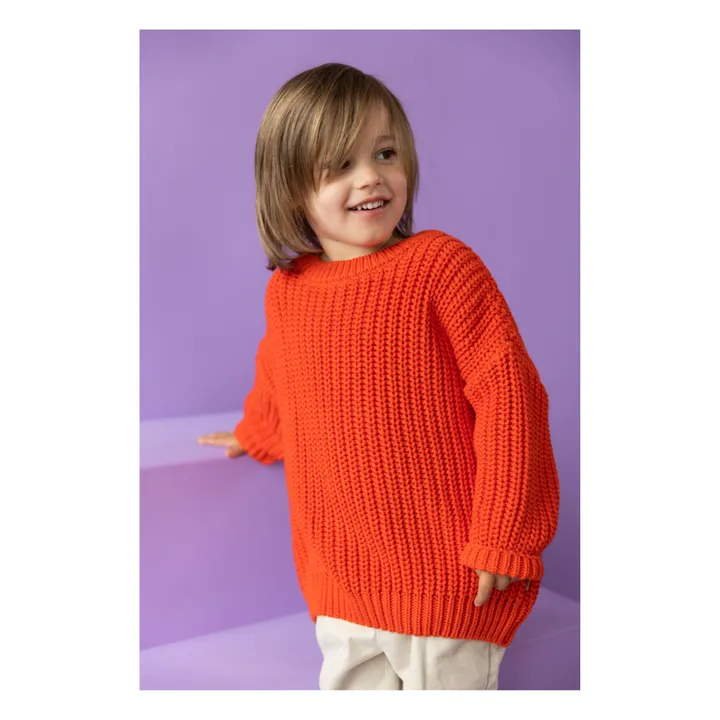 Yuki Pull Chunky Coton Bio | Orange sanguine