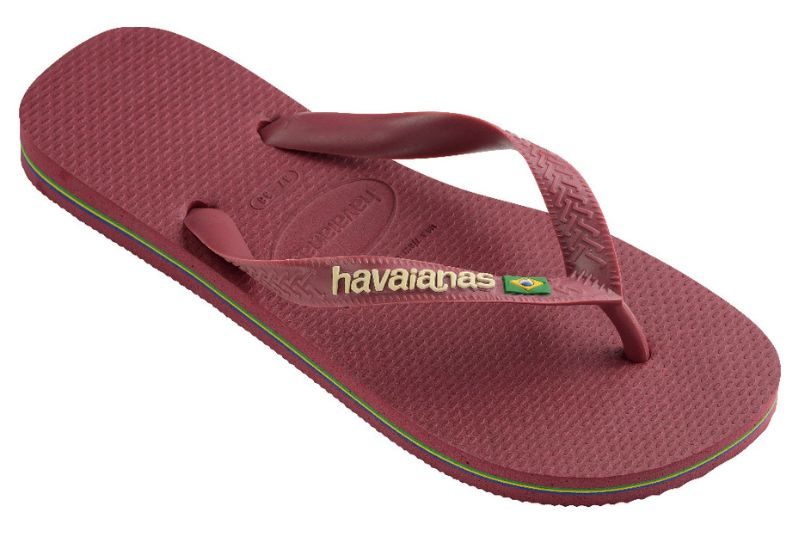 HAVAIANAS BRASIL LOGO FC AMARANTH KLIPKLAPPER I VINRØDT GUMMI