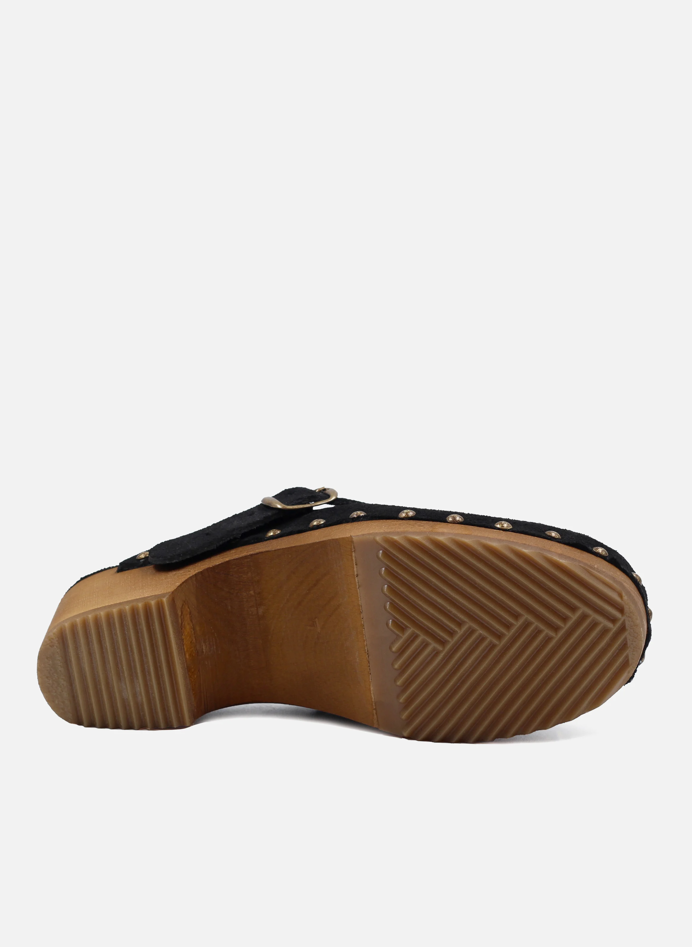 Sabots bois brides cuir daim | Noir