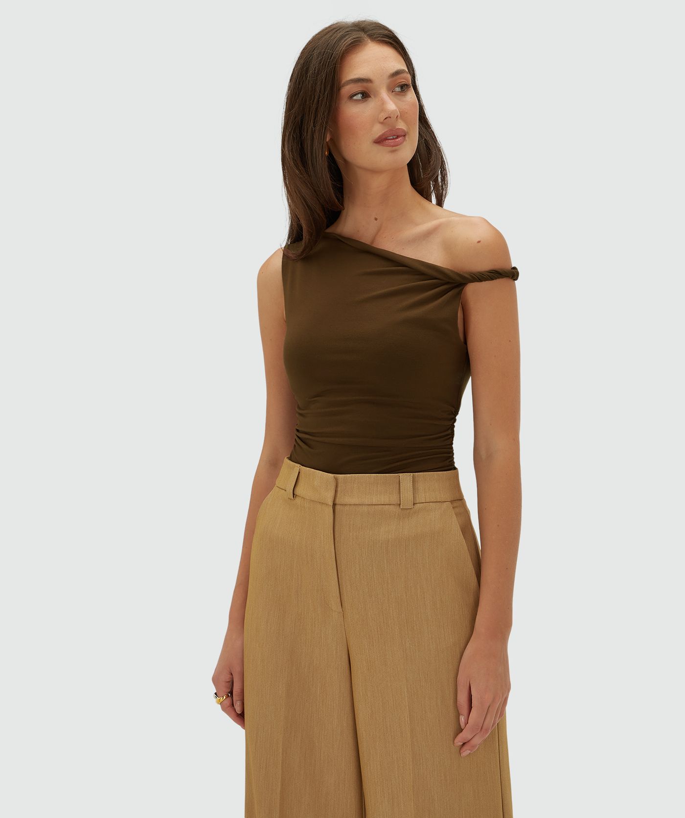 JV-VELIA slim fit top - brown