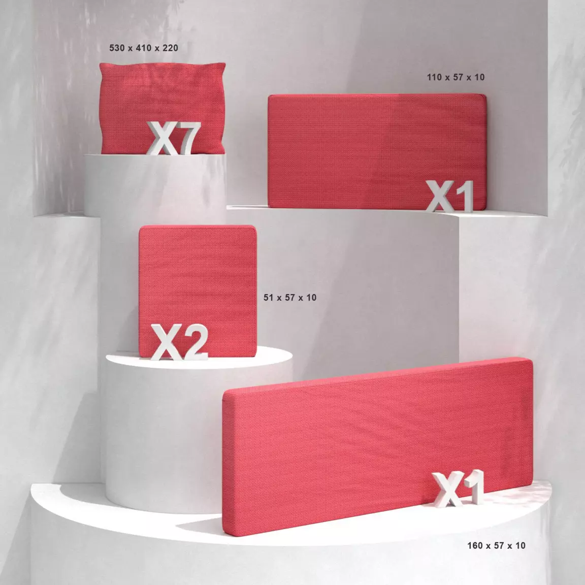 Coussins de remplacement pour salon de jardin Calvi 7 places Rouge