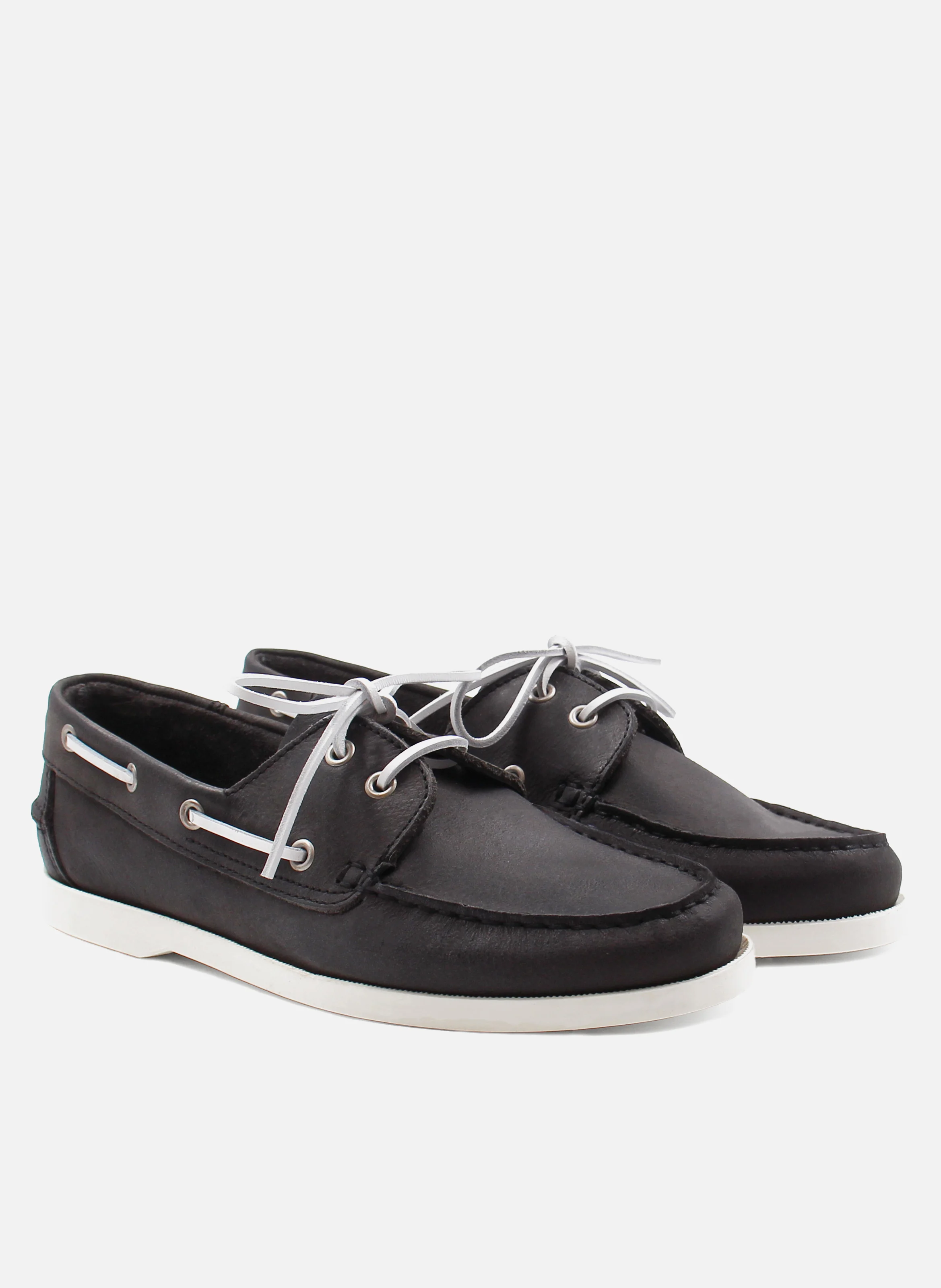 Chaussures bateau cuir mat brossé | Noir
