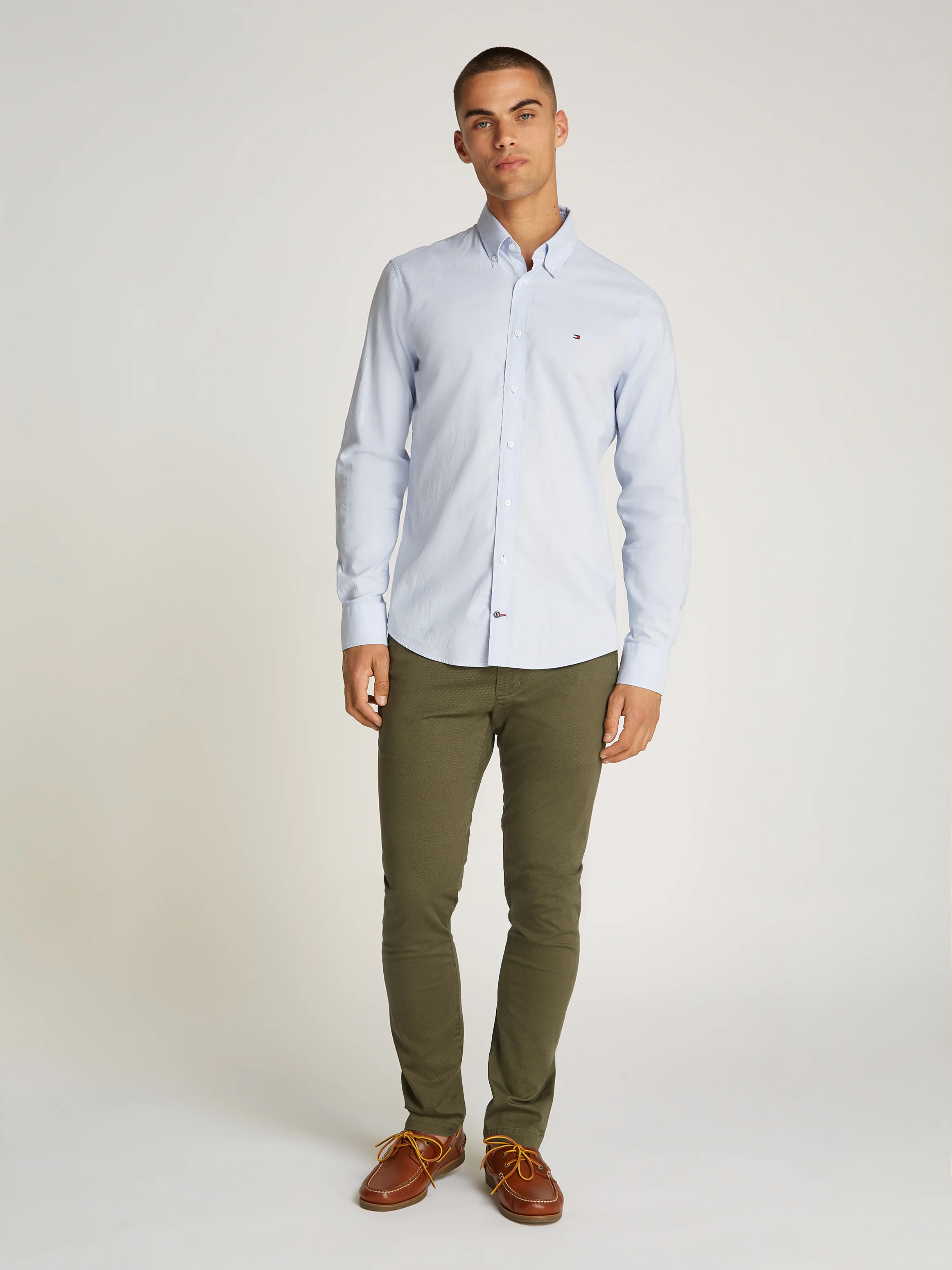 Chemise droite denim en coton | Bleu