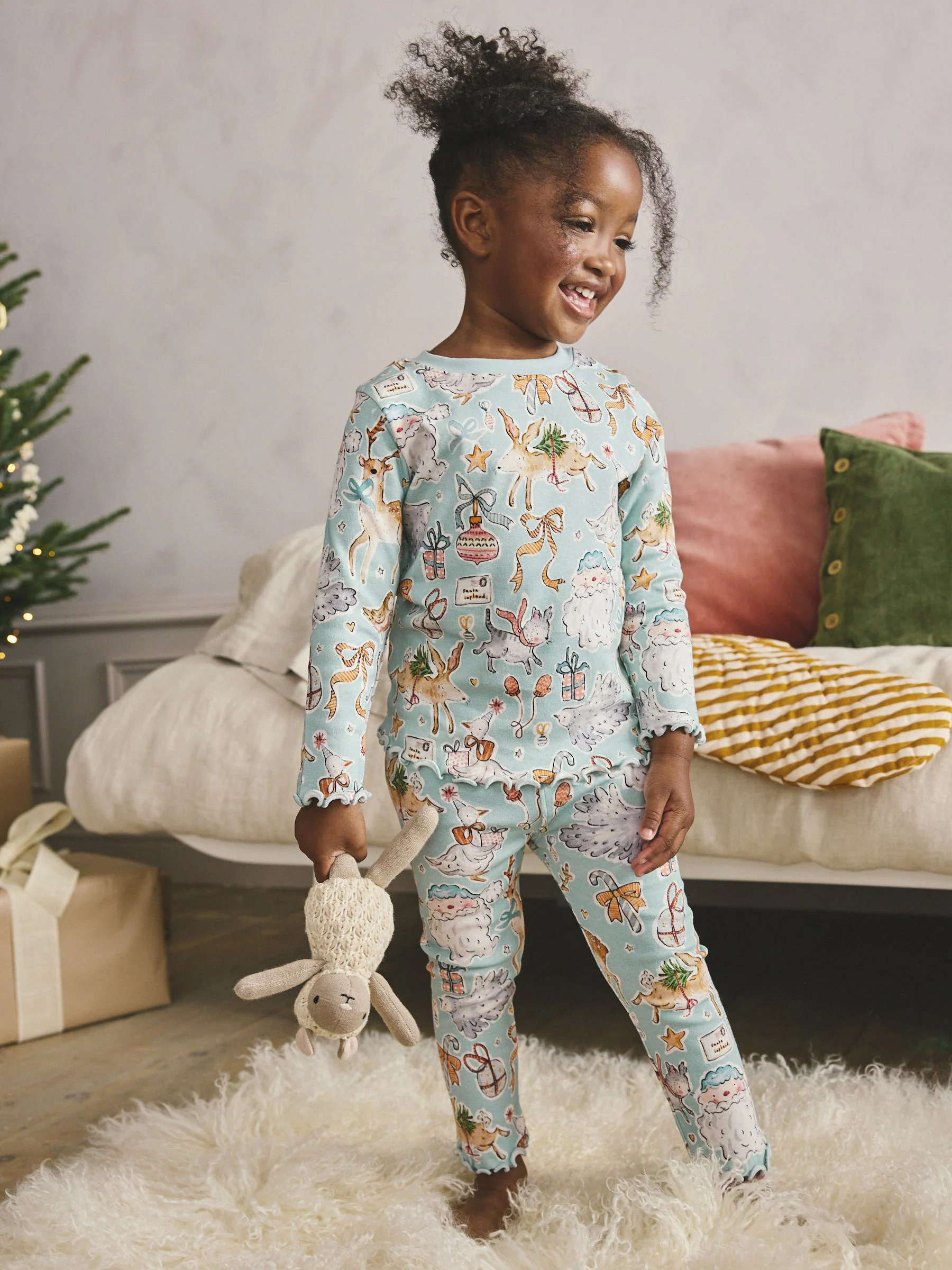 Blauwe gans Print - Kerstpyjama (9 mnd-16 jr)