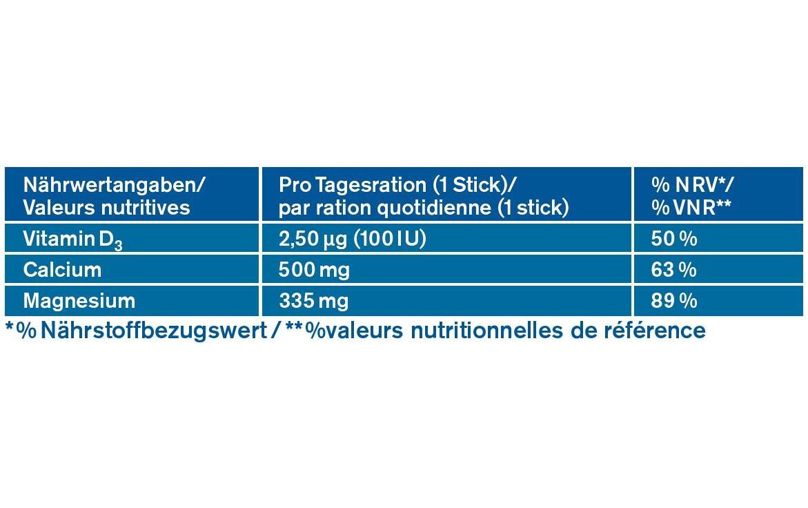 Magnesium 335 Calcium + D3 20 SticksNahrungsergänzungsmittel Magnesium, Calcium und Vitamin D