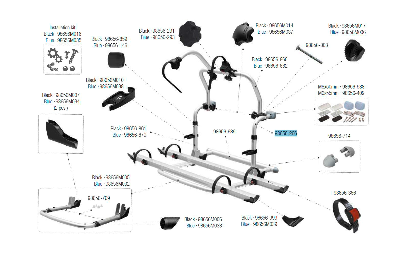 Fiamma Tragestruktur oben passend für Carry Bike Pro C / Pro C E-Bike / CL / L80 / SE - Fiamma Ersatzteilnummer 98656-266