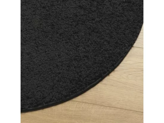 Tapis shaggy à poils longs moderne noir ø 80 cm