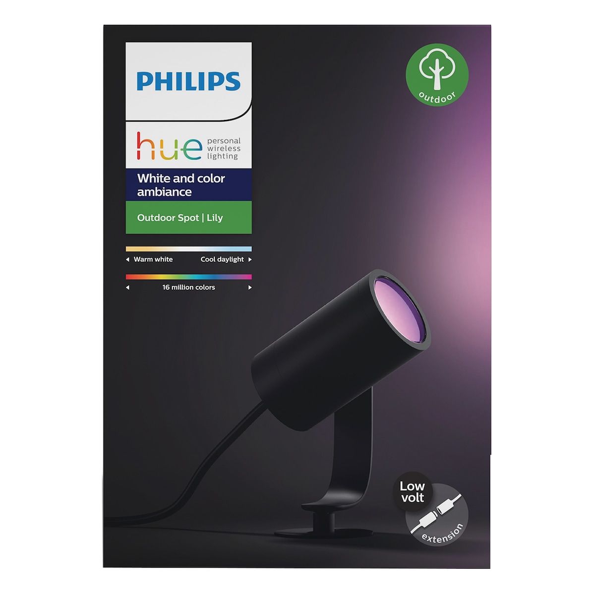 Philips Hue Lily utvidelse med pigg 1x8W (sort)
