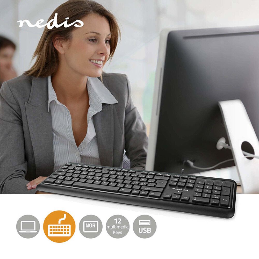 TASTATUR NEDIS MED LEDNING USB