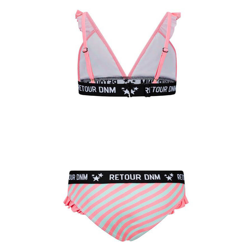 triangel bikini Reanna met ruches roze/lichtblauw