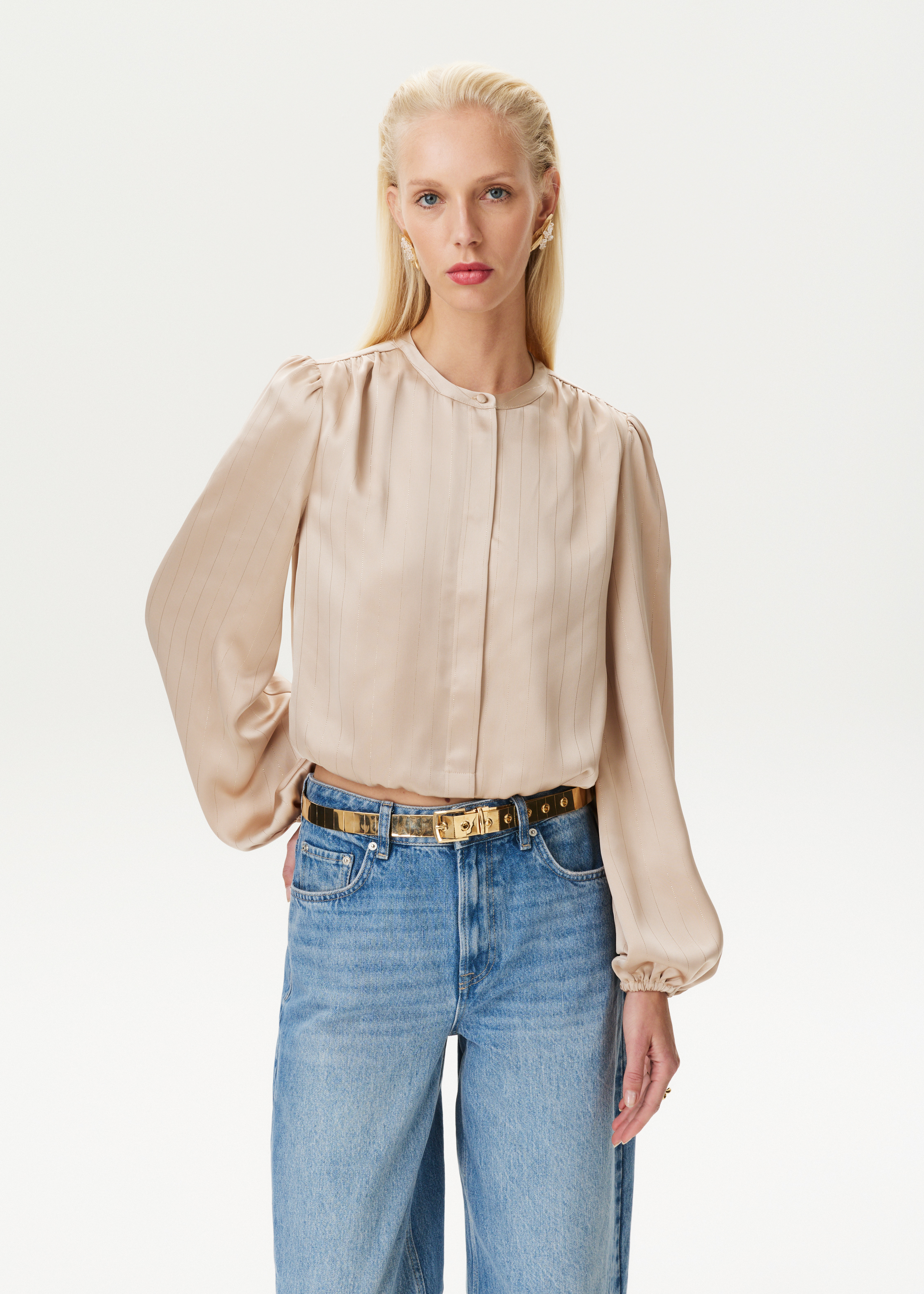 Satijnen blouse cropped