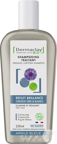 Dermaclay Shampoing Bio Reflet Brillance Cheveux Gris Et Blancs Flacon 250ml
