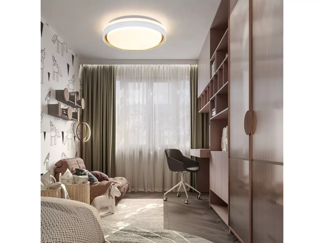 NETTLIFE Plafonnier LED 18W 30cm Chambre à Coucher Dimmable avec Télécommande Cuisine Lampe de Cuisine Moderne Ronde pour Couloir de Salon