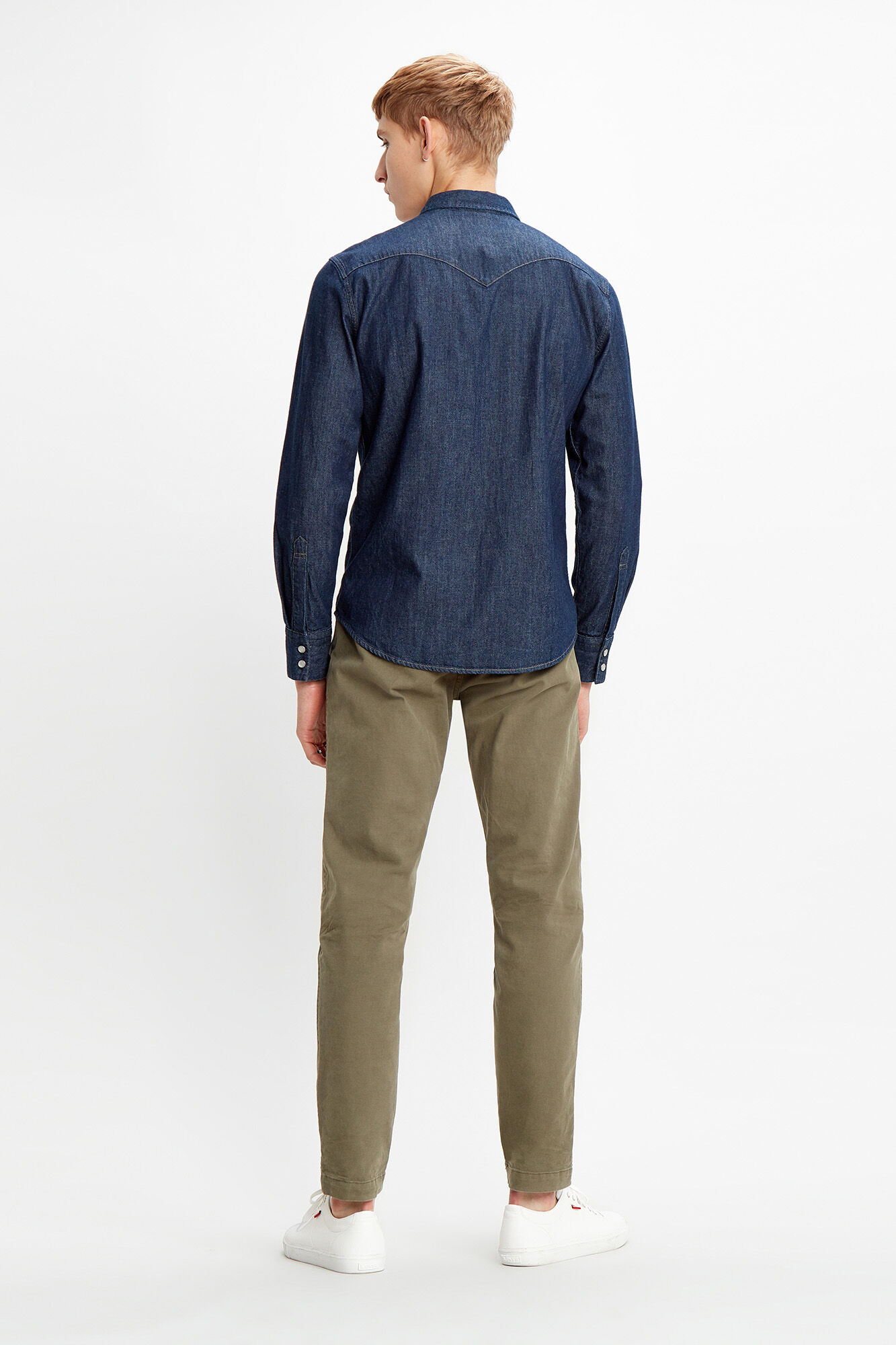 Camisa jeans estilo western - azul escuro