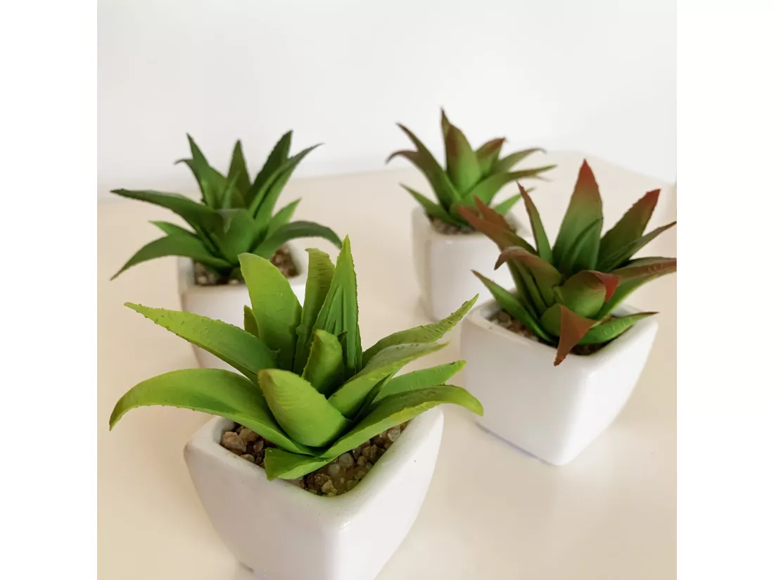 Wellhome lot de 12 cactus cereus artificiels pot en céramique, 9 x 5 x 5 cm