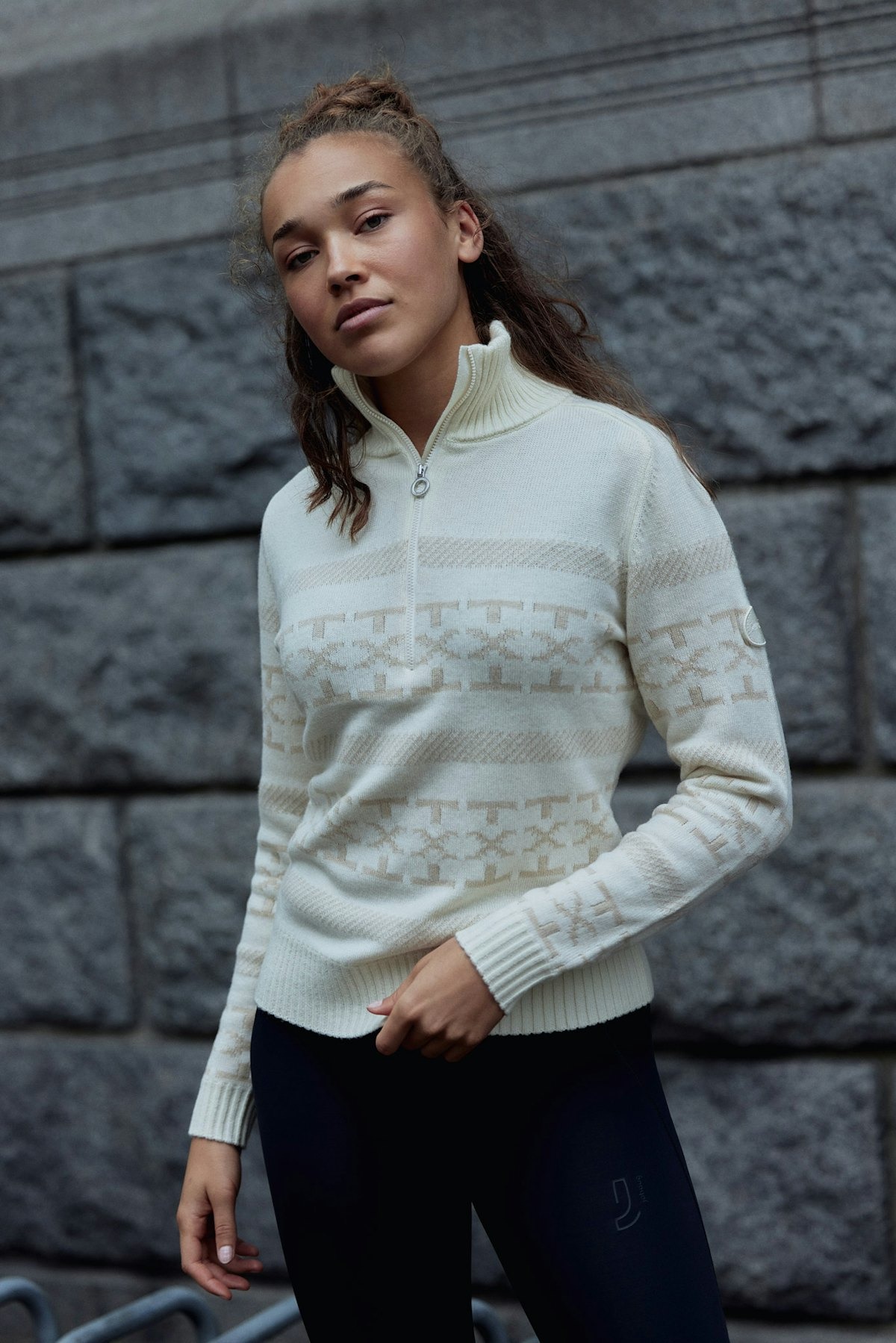 Dalsbygda Woolmix Halfzip Sweater Dame Tofu White