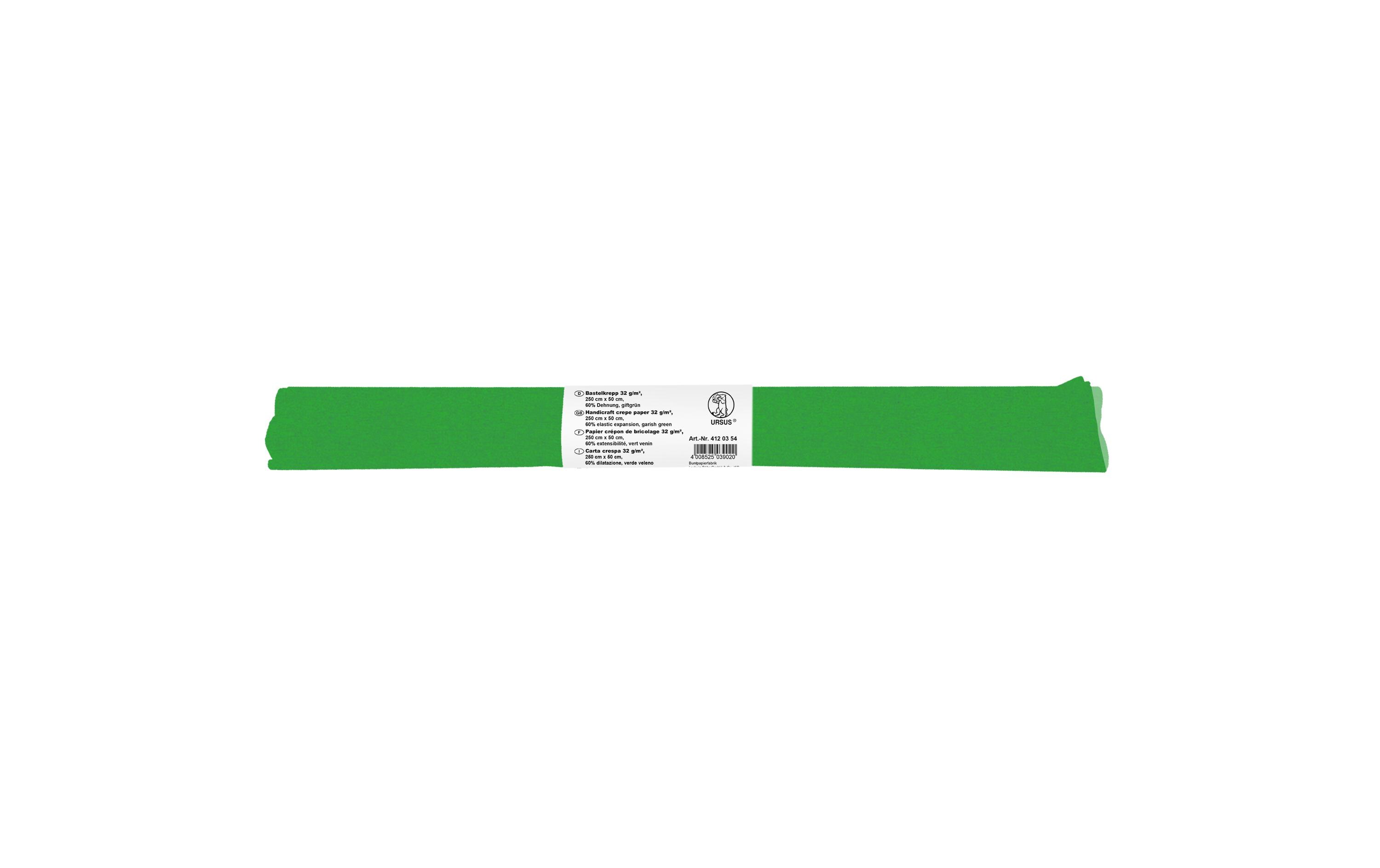 Krepppapier 50 cm x 2.5 m, 32 g/m², GriftgrünBastelkrepp auf der Rolle