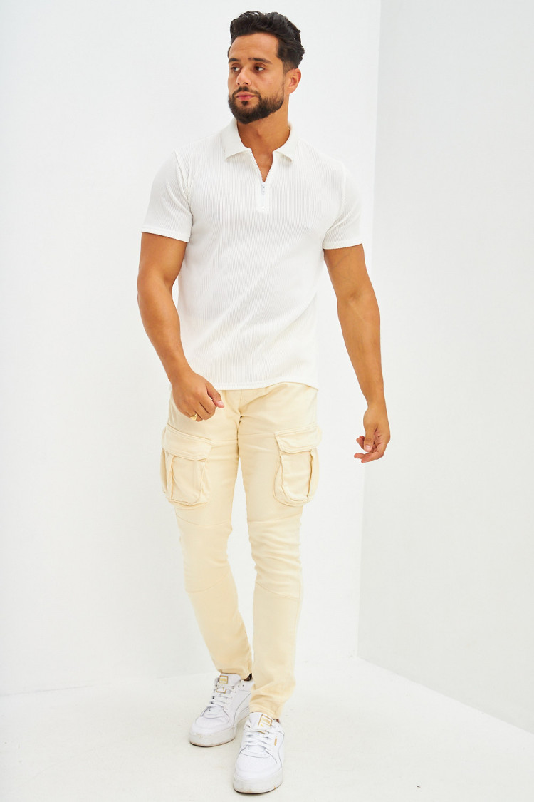 Pantalon cargo style jogger pants doux jaune pastel